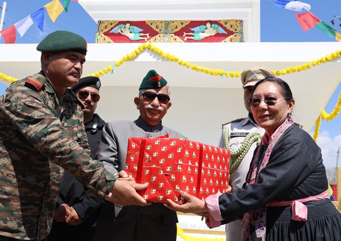LG of Ladakh, Brigadier (Dr.) B.D Mishra felicitates family members of Col. Chewang Rinchen. LG of Ladakh, Brigadier (Dr.) B.D Mishra felicitates family members of Col. Chewang Rinchen.