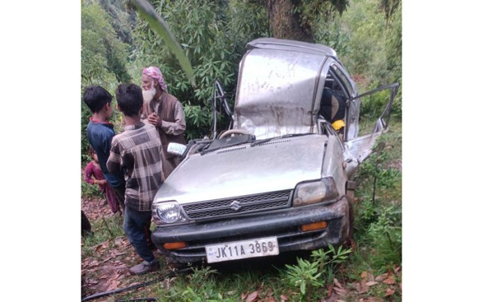 An ill-fated vehicle which met with an accident on Koteranka-Shahpur Road in Rajouri district. An ill-fated vehicle which met with an accident on Koteranka-Shahpur Road in Rajouri district.