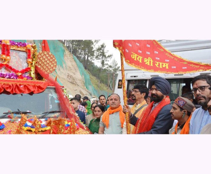 DC Doda flagging off Mata Chandi Mindal Yatra on Saturday.