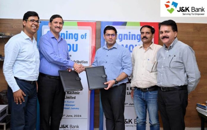 J&K Bank signing MoU with JPDCL on Monday. J&K Bank signing MoU with JPDCL on Monday.