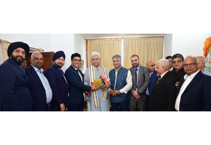 Lt Governor Manoj Sinha meeting delegation of Electronics and Computer Software Export Promotion Council