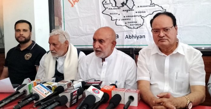 Ashok Sharma, Chairman of JPBM addressing a press conference in Jammu on Wednesday.