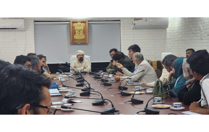 CEC, LAHDC, Kargil, Dr Mohammad Jaffer Akhoon, chairing a meeting at Council Secretariat Kargil on Friday. CEC, LAHDC, Kargil, Dr Mohammad Jaffer Akhoon, chairing a meeting at Council Secretariat Kargil on Friday.