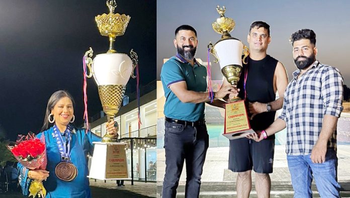 Winners of Iron Rush 9th Mission Slim Possible Summer C'ship Rahul Pandoh and Raminder Sachdeva posing along with their trophies. Winners of Iron Rush 9th Mission Slim Possible Summer C'ship Rahul Pandoh and Raminder Sachdeva posing along with their trophies.