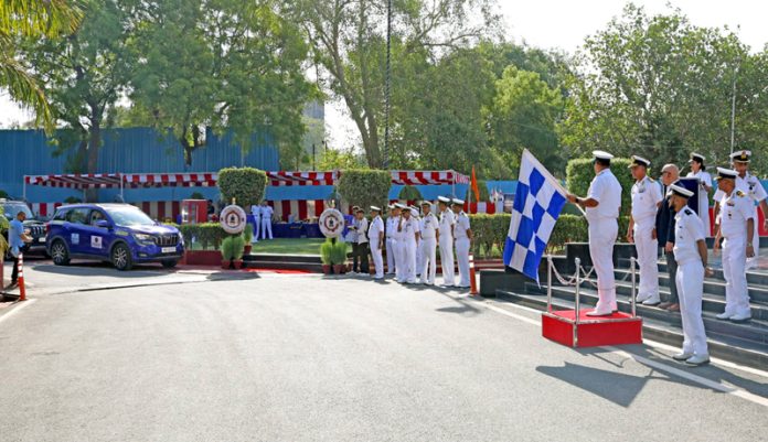 Vice Admiral Sanjay Bhalla flagging off Car Rally in New Delhi on Monday. Vice Admiral Sanjay Bhalla flagging off Car Rally in New Delhi on Monday.