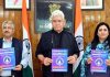 LG Manoj Sinha and senior officers during the launching of various Swachh initiatives for SANJY-2024 at Srinagar.