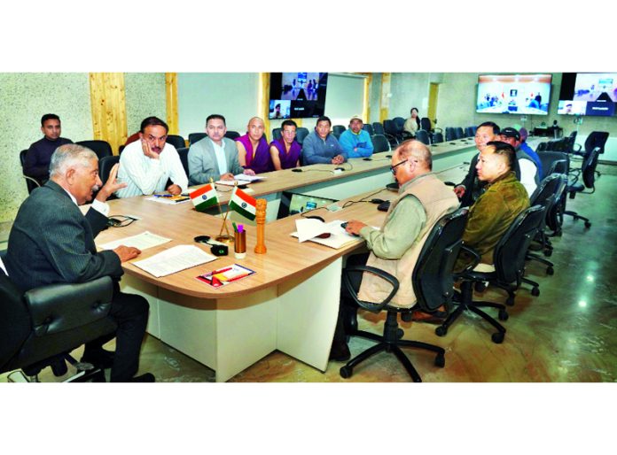 LG Ladakh, Brig (Retd) BD Mishra, chairing a meeting in Leh on Sunday. LG Ladakh, Brig (Retd) BD Mishra, chairing a meeting in Leh on Sunday.