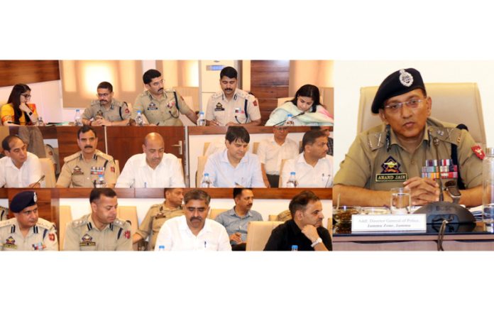 ADGP Jammu Anand Jain and other officers during a training programme on new criminal laws in Jammu district on Saturday. ADGP Jammu Anand Jain and other officers during a training programme on new criminal laws in Jammu district on Saturday.
