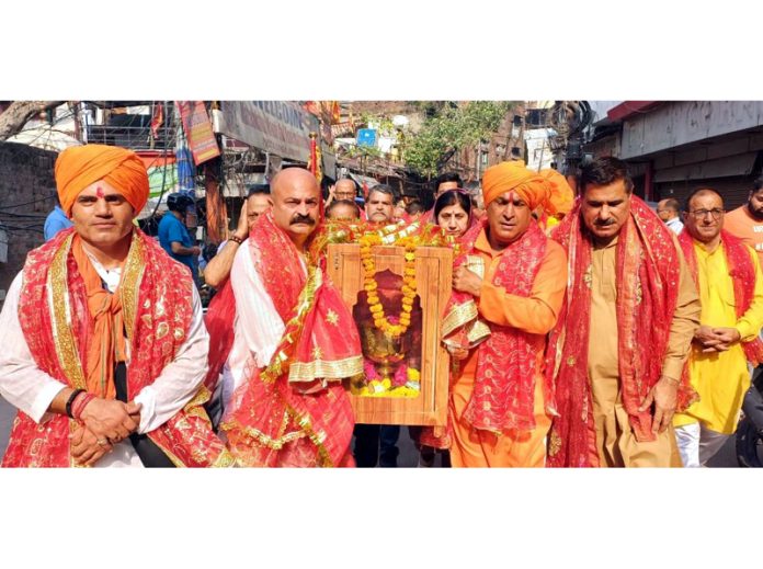 BJP Vice-President, Yudhvir Sethi flagging off Chhari Yatra of Saroli Mata from Jammu on Tuesday.