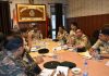 DIG DKR Range, Shridhar Patil, chairing a security review meeting in Ramban on Tuesday.