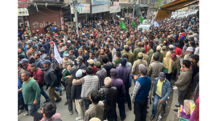 Haji Hanifa Jan being taken out in a procession at Kargil after winning Ladakh Lok Sabha seat on Wednesday. —Excelsior/Basharat Ladakhi Haji Hanifa Jan being taken out in a procession at Kargil after winning Ladakh Lok Sabha seat on Wednesday. —Excelsior/Basharat Ladakhi