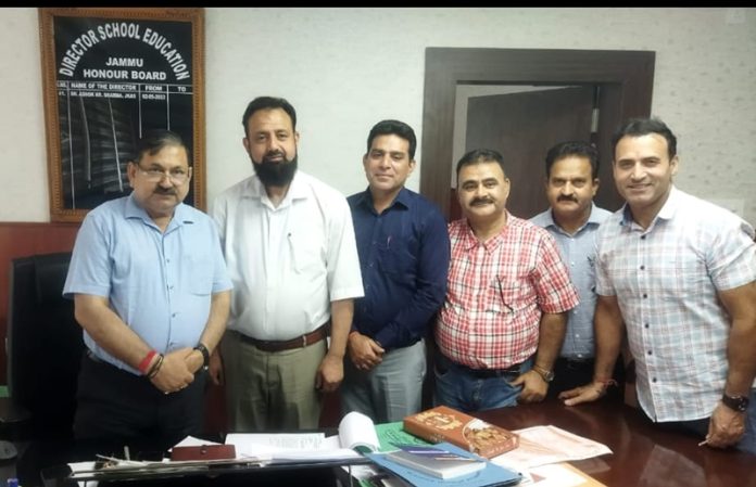 Delegation of Plus 2 Lecturers' Forum meeting with Director School Education Jammu. Delegation of Plus 2 Lecturers' Forum meeting with Director School Education Jammu.