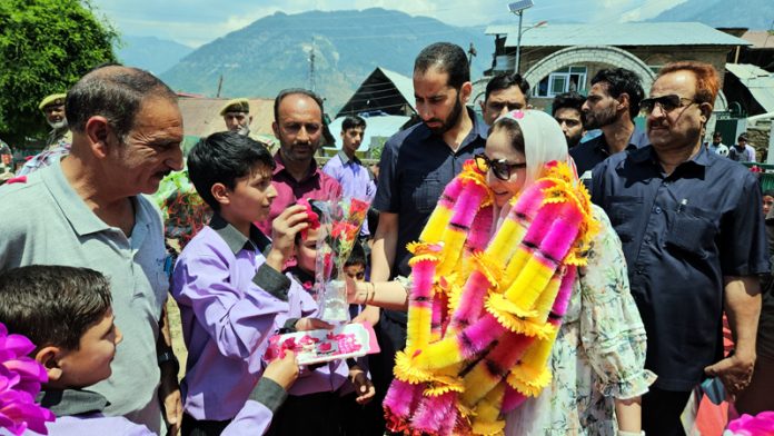 Waqf Chairperson, Dr Darakhshan Andrabi during visit to Sufi Shrine at Aham Sharif, Bandipora on Saturday. Waqf Chairperson, Dr Darakhshan Andrabi during visit to Sufi Shrine at Aham Sharif, Bandipora on Saturday.