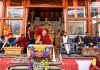 CEC Kargil Dr Mohammad Jaffer Akhoon, Dalai Lama and other personalities during a religious ceremony in Wakha on Wednesday.