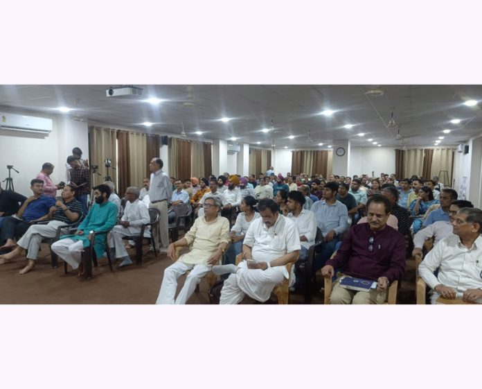 PoJK Visthapit Sewa Samiti members during a seminar in Jammu.