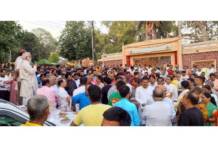 Sanatan Dharma Sabha President Purshotam Dadhichi addressing gathering during candle march. Sanatan Dharma Sabha President Purshotam Dadhichi addressing gathering during candle march.
