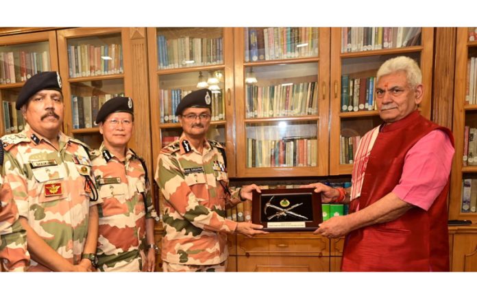 Lieutenant Governor Manoj Sinha meeting Rahul Rasgotra, Director General, ITBP. Lieutenant Governor Manoj Sinha meeting Rahul Rasgotra, Director General, ITBP.