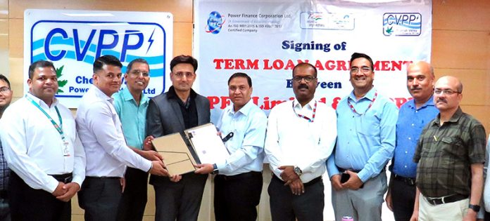 The Officials of CVPPPL and PFC Limited posing after signing an agreement in Jammu on Friday.