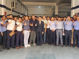 Representatives from Hyundai Motors during their visit to Jammu on Thursday.