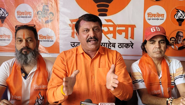 Shiv Sena leaders during a press conference at Jammu on Monday. Shiv Sena leaders during a press conference at Jammu on Monday.