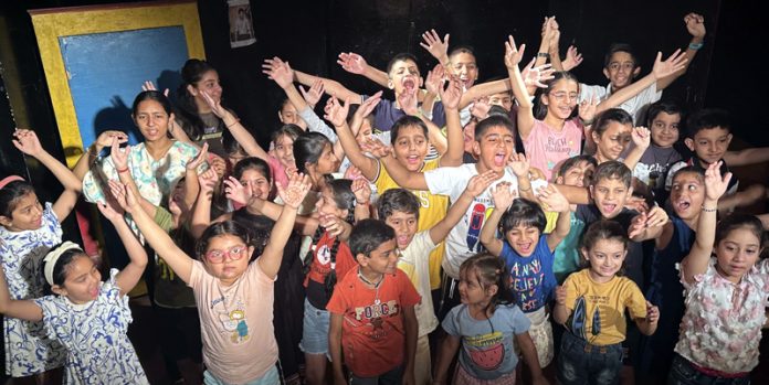 Children enjoying during the Theatre Camp organised by Natrang in Jammu on Tuesday. Children enjoying during the Theatre Camp organised by Natrang in Jammu on Tuesday.