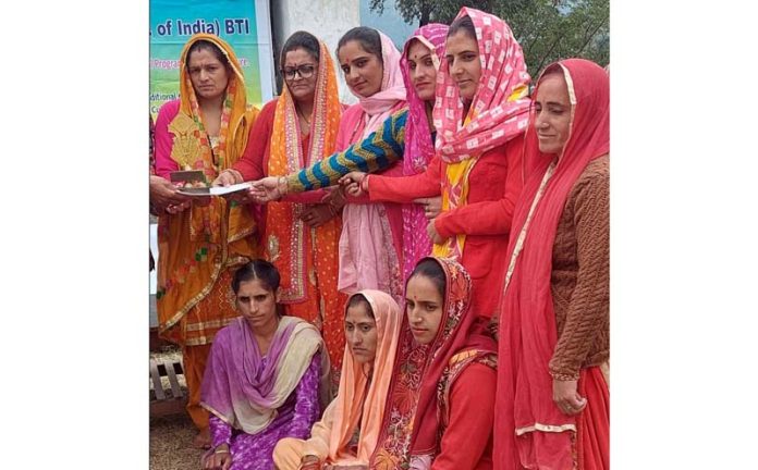 Participants being imparted training of traditional folk arts during camp by Triple A Performing Arts at Reasi.