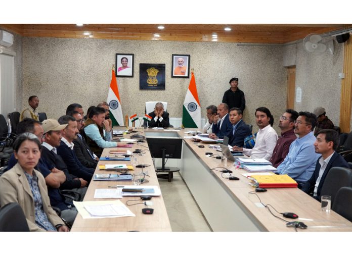LG Ladakh, Brigadier (Dr) BD Mishra (Retired) chairing a meeting on Tuesday. LG Ladakh, Brigadier (Dr) BD Mishra (Retired) chairing a meeting on Tuesday.