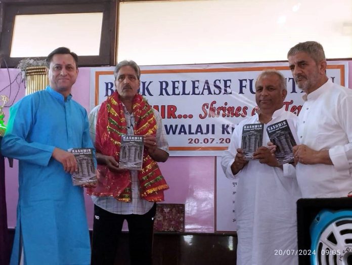 Chander M Bhat’s new book Kashmir Shrines and Temples being released at Jawala Ji Khrew on Saturday. Chander M Bhat’s new book Kashmir Shrines and Temples being released at Jawala Ji Khrew on Saturday.