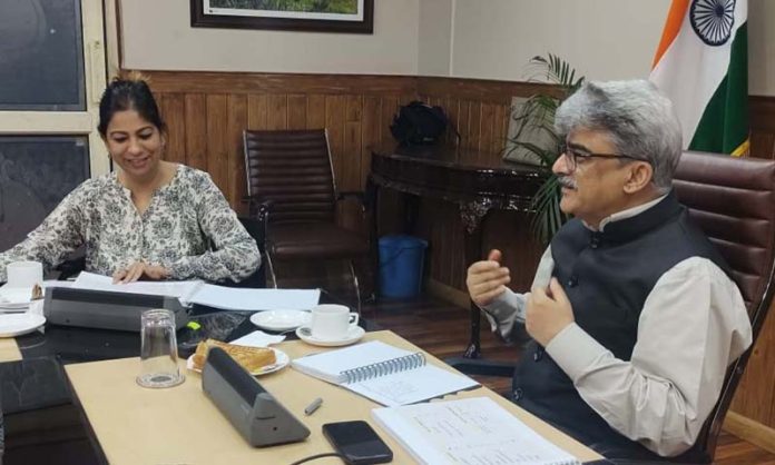 Chief Secretary Atal Dulloo chairing a meeting on Saturday. Chief Secretary Atal Dulloo chairing a meeting on Saturday.