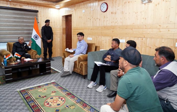 LG Ladakh interacting with members of various delegations in Kargil on Thursday. LG Ladakh interacting with members of various delegations in Kargil on Thursday.