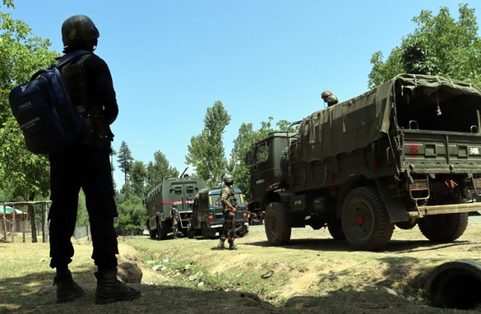 Security forces during encounter in Lolab area of Kupwara. -Excelsior/Aabid Nabi