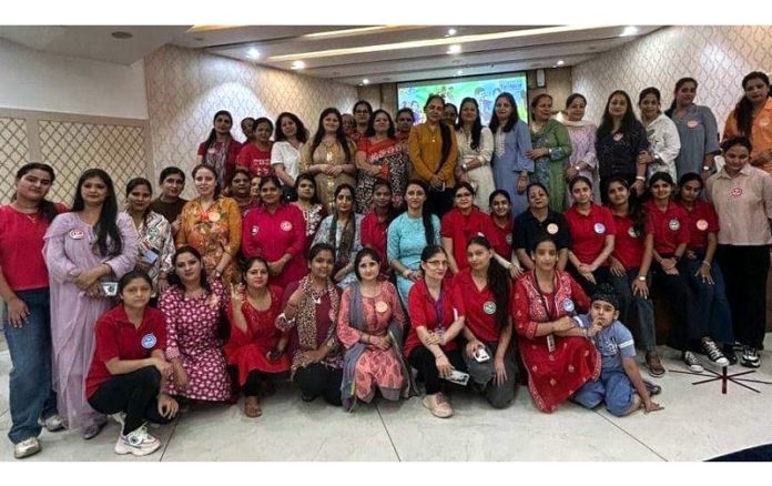 Teachers from Sanfort Group of Schools posing together after attending a workshop at Jammu. Teachers from Sanfort Group of Schools posing together after attending a workshop at Jammu.