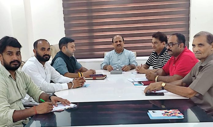 page11-5 BJP SC Morcha leaders during a meeting at Jammu on Wednesday.