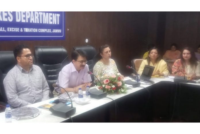 Prediman Krishen Bhat, Commissioner State Taxes Deptt chairing a meeting in Jammu. Prediman Krishen Bhat, Commissioner State Taxes Deptt chairing a meeting in Jammu.