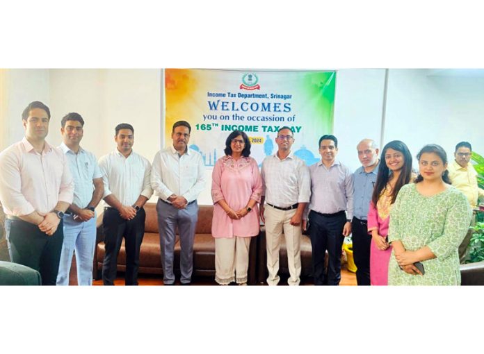 DG Income Tax North West Region, Monica Bhatia along with other officers at Income Tax Office in Srinagar.