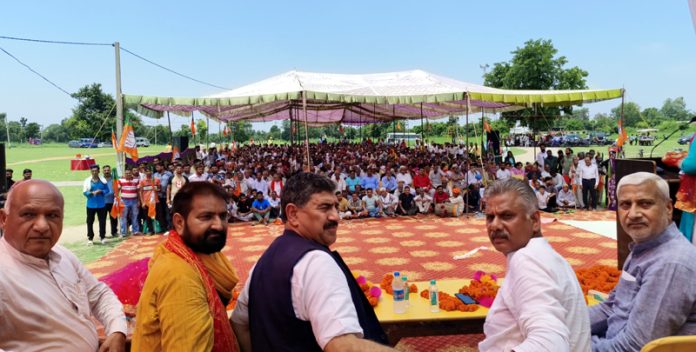 BJP leaders during a party programme in Marh on Sunday.