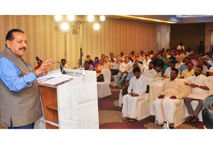 Union Minister Dr Jitendra Singh addressing an Intellectual Meet on Budget 2024 -25 at Chennai on Saturday. Union Minister Dr Jitendra Singh addressing an Intellectual Meet on Budget 2024 -25 at Chennai on Saturday.
