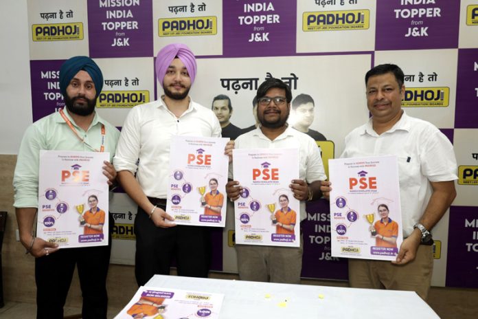 Academic Directors of Padhoji launching PSE for 8th, 9th, 10th and 11th class students in Jammu on Wednesday.