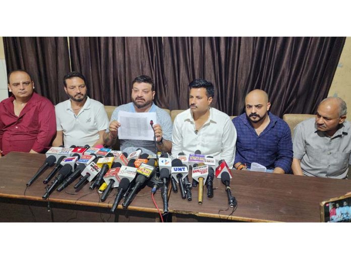 Ajay Verma and Ajay Vaid talking to media persons at Jammu on Friday. -Excelsior/Rakesh Ajay Verma and Ajay Vaid talking to media persons at Jammu on Friday. -Excelsior/Rakesh