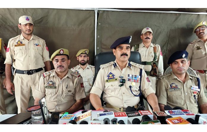 SSP Rajouri talking to media-persons on Tuesday. — Excelsior/Imran