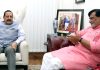 Administrator of Lakshadweep, Daman Diu, Dadra and Nagar Haveli, Praful Patel calling on Union Minister Dr Jitendra Singh at New Delhi on Wednesday.