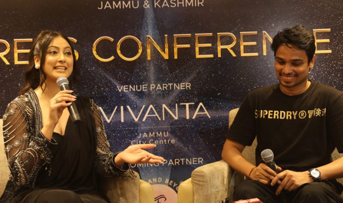 Sana Dua, Miss India from J&K addressing a press conference in Jammu on Thursday. -Excelsior/Rakesh