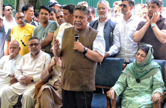 Ex-MLC Khursheed Alam during a joining ceremony held at PDP headquarters in Srinagar on Saturday. -Excelsior/Shakeel Ex-MLC Khursheed Alam during a joining ceremony held at PDP headquarters in Srinagar on Saturday. -Excelsior/Shakeel