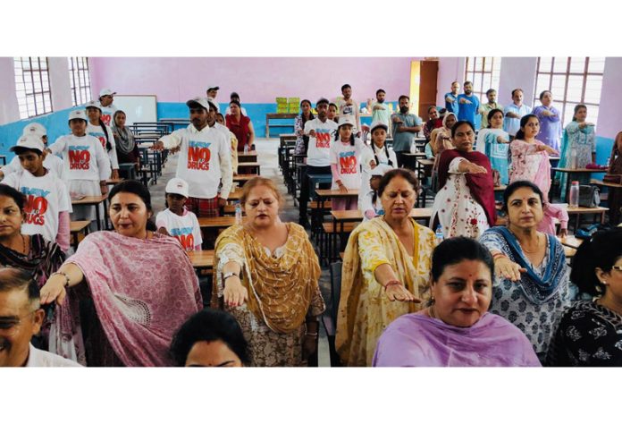Students and parents during awareness camp.