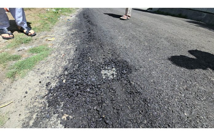 A view of damaged Haran road in Ganderbal area of Kashmir. A view of damaged Haran road in Ganderbal area of Kashmir.