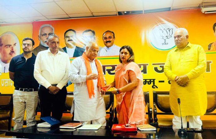 BJP leaders during a party meeting at Jammu on Thursday.