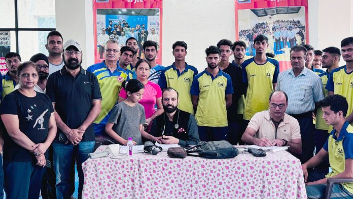 HoD Cardiology GMC & SSH Jammu Dr Sushil Sharma examining sports persons at MA Stadium, Jammu on Sunday. HoD Cardiology GMC & SSH Jammu Dr Sushil Sharma examining sports persons at MA Stadium, Jammu on Sunday.