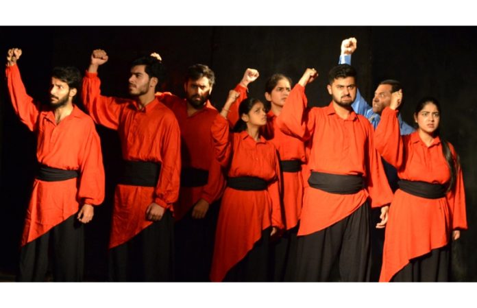 A scene from play ‘Inqlaab’ staged in Jammu on Sunday. A scene from play ‘Inqlaab’ staged in Jammu on Sunday.