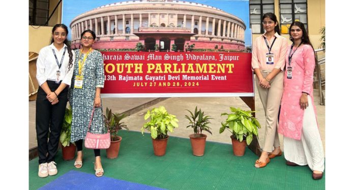 Jammu Sanskriti School students’ delegation posing during ‘Youth Parliament’ at Jaipur. Jammu Sanskriti School students’ delegation posing during ‘Youth Parliament’ at Jaipur.