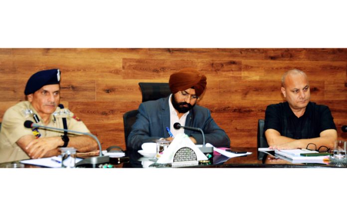 DEO Doda Harvinder Singh chairing a meeting on Sunday.
